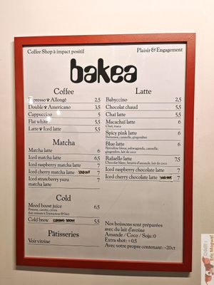 Menu at Bakea in Paris