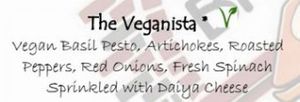 An example of one of the pizzas on their menu! They denote which pizzas can be vegan by swapping in Daiya cheese. at Sylvia's Brick Oven in Lafayette