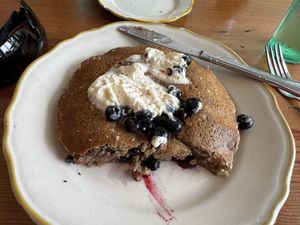 Lemon blueberry pancakes !  at Kitchen Mouse in Los Angeles