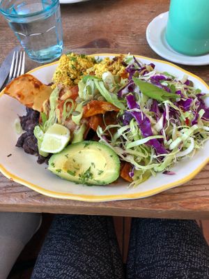 Vegan chilaquiles... Yum! at Kitchen Mouse in Los Angeles