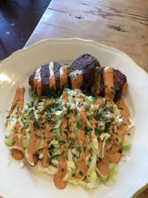 Black bean cakes at Kitchen Mouse in Los Angeles