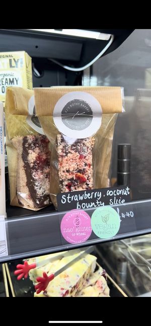 Vegan cake slices  at KJ's Bothy Bakery in Scotland