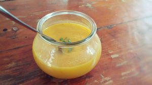 Carrot soup at Zoe Food in Gran Canaria