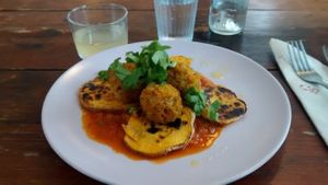 Millet meatballs at Zoe Food in Gran Canaria