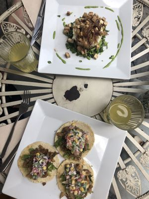 vegan tacos & veggie potato salad with tofu at Zoe Food in Gran Canaria