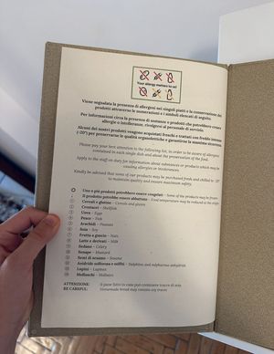 Ristorante Adamo Ed Eva clear labels  at Hotel Eden Roc in Campania