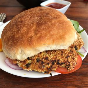 vegan burger  at Big Beet in Katoomba