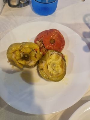 Stuffed vegetables at Filoxenia Restaurant in Livadia
