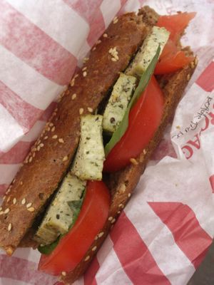 Crobaguette w/tomato,tofu, basil at Le Crobag in Frankfurt