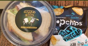 VBLAT (Vegan bacon, lettuce, avocado, tomato) lightly toasted sandwich with a light  spread of vegan mayo! at Spread N Buns Craft Soups & Sandwiches in Decatur