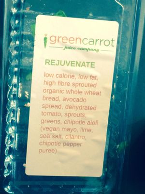 Rejuvenate sandwich at Green Carrot Juice Company - Osborne Village in Winnipeg