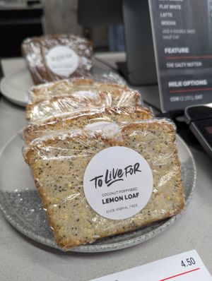 Vegan lemon poppy seed loaf at Coffee Villain in North Vancouver