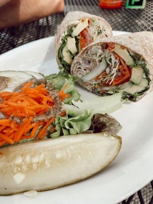 Salad and hummus wrap.  at Under the Bodhi Tree in Pahoa