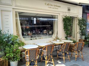 Entrance + Terrace Seats at Les Artizans Coffee and Flower in Paris