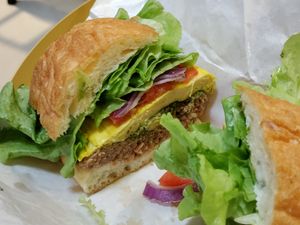 Yuba 'egg' and kale pesto burger at Ooh Cha Cha - Zhongzheng District in Taipei