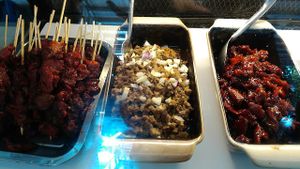 vegetarian bbq and sisig  at Green Earth Vegetarian Restaurant in Lucban