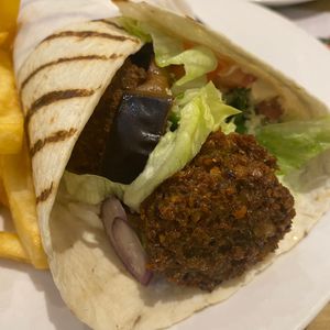 Falafel wrap at The Cheeky Pea in Kingston Upon Thames