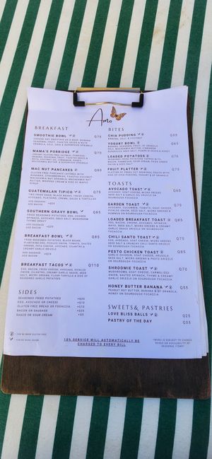 Menu at Amo Atitlan (Amolo) in Sololá