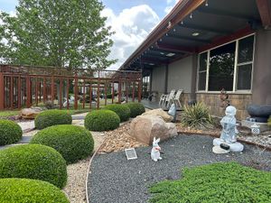 Some outdoor seating is available at Water Drop Teahouse in Stafford