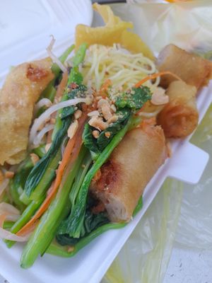 Vegan noodles for breakfast. It's called bun xao chay at Mi Quang Chay in Thành Phố Hồ Chí Minh