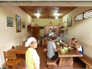 Friendly owner and happy customers at Prima Warung, Ubud, Bali at Prima Warung in Ubud