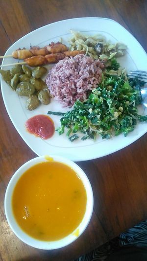 Nasi campur was okay / pumpkin soup was good at Prima Warung in Ubud