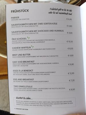 Frühstücksauswahl at Konvent Café, Bäckerei, Kaffeerösterei am Dom in Luebeck