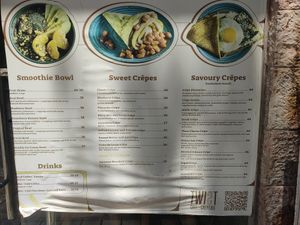 the menu at Twist Cafe & Creperie in Jerusalem District