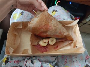 vegan PBJ&banana crepe at Twist Cafe & Creperie in Jerusalem District