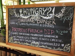 Specials board at Leaf Eaters Cafe in Bocas Del Toro