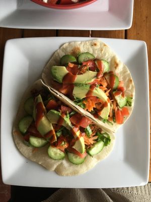 tacos at Leaf Eaters Cafe in Bocas Del Toro