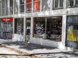 Façade at Chat-Rivari Café in Paris