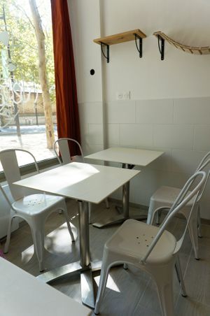 Eat-in space at Chat-Rivari Café in Paris