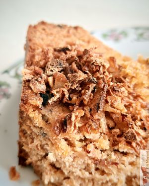 tomato and olive cake, vegan cheese at Chat-Rivari Café in Paris