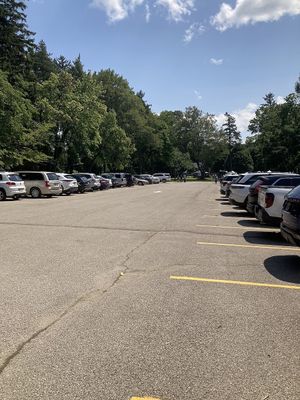 Parking lot, five minutes before the official opening time at Mentor Farmers Market in Mentor