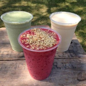 Organic Greens smoothie, Very Berry smoothie and Protein Plus smoothie  at Chloe's Soft Serve Fruit in Water Mill