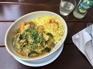 Bulgur with peanut stew  at L'Acoustic in Selestat