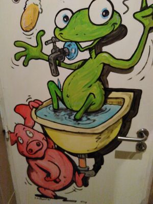 the bathroom at L'Acoustic in Selestat