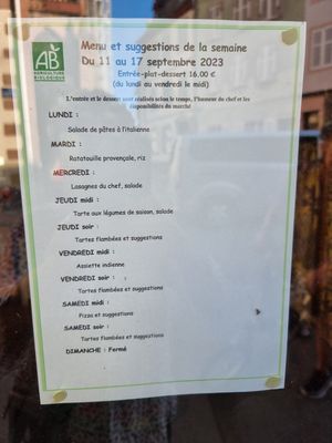Week menu at L'Acoustic in Selestat