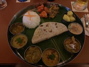Delicious vegan thali at Ganesha Restaurante in Cartagena