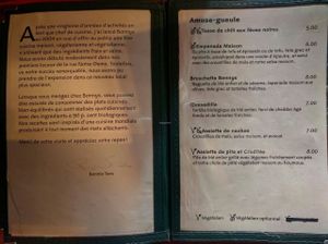 menu1 at Bonnys Vegetarian and Organic Cuisine in Montreal