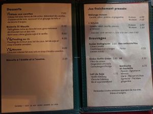 menu4 at Bonnys Vegetarian and Organic Cuisine in Montreal