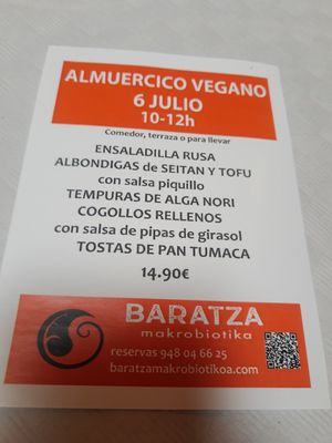 Fixed menu option at Baratza Kafea in Pamplona