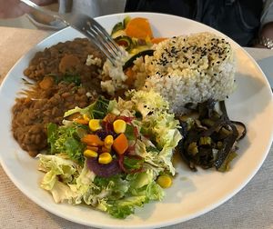 Comida macrobobiotoca. Excelente lugar para pasar a comer vegano y sano! De los pocos lugares en Pamplona ✔️  at Baratza Kafea in Pamplona