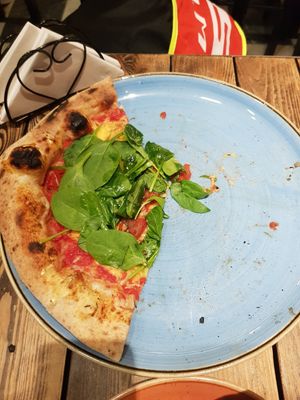 Almost eaten al fungi at Bosiljak Pizza Napoletana in Grad Beograd