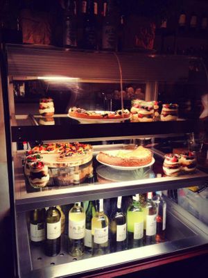 Desserts and wines at Gruszki Pietruszki in Warsaw