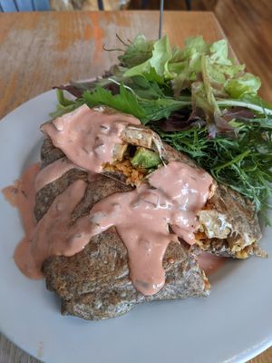 Vegan Spicy Reuben Crepe at Starving Artist Creperie and Cafe in Lee