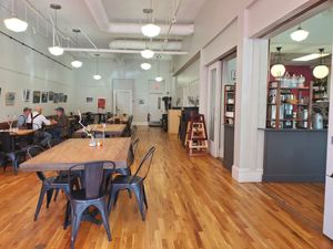 Interior view at Starving Artist Creperie and Cafe in Lee
