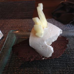 raw vegan chocolate mudcake with Vanille icecream  at Divine Earth in Seminyak