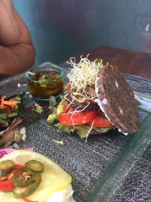 the raw seeds burger at Divine Earth in Seminyak